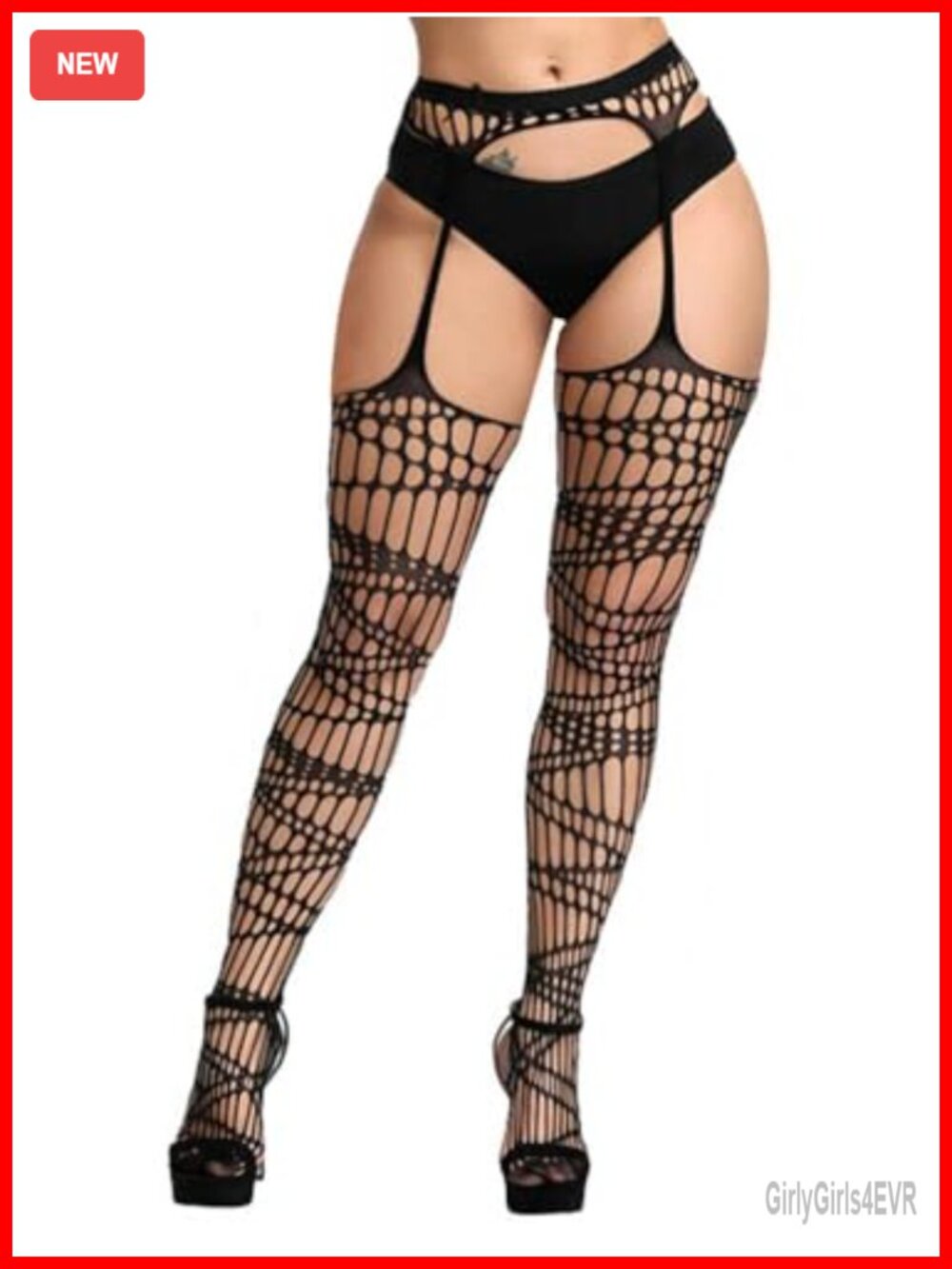 Fishnet Tights High Waisted Patterned Thigh High Stockings